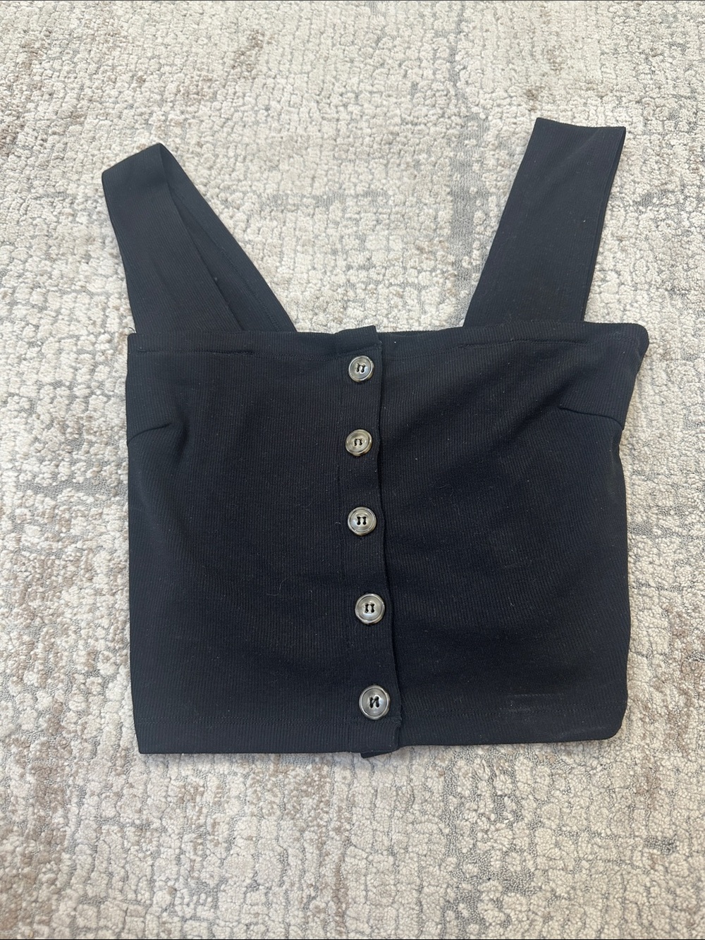 Skylar + Madison Black Button-Front Crop Tank